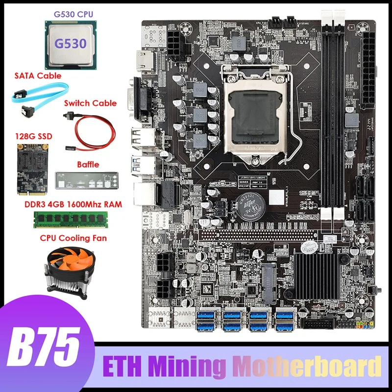 Материнская плата B75 8USB ETH для майнинга + процессор G530 + DDR3 4 ГБ ОЗУ + 128G SSD + вентилятор + кабель SATA + коммутационный кабель + перегородка B75 матери...
Материнская плата B75 8USB ETH для майнинга + процессор G530 + DDR3 4 ГБ ОЗУ + 128G SSD + вентилятор + кабель SATA + коммутационный кабель + перегородка B75 матери...