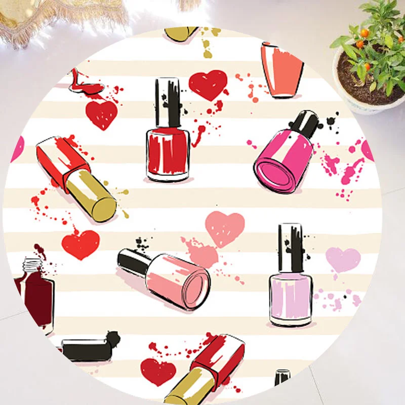 Гламурные полосы лак для ногтей и сердца Макияж Косметика Круглый Коврик для гостиной коврик для ногтей
Гламурные полосы лак для ногтей и сердца Макияж Косметика Круглый Коврик для гостиной коврик для ногтей