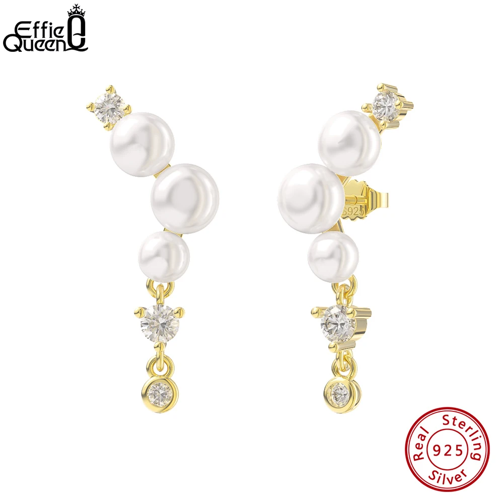 Effie Queen Handmade 14K Gold 925 Sterling Silver Pearl Earrings for Women Shiny AAAA Cubic Zirconia Drop Earrings Jewelry GPE63
Effie Queen Handmade 14K Gold 925 Sterling Silver Pearl Earrings for Women Shiny AAAA Cubic Zirconia Drop Earrings Jewelry GPE63