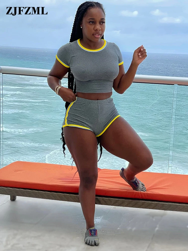 Casual Workout Sportswear 2 Piece Short Sets Women Sexy Short Sleeve Slim Sheath T-shirt and High Waist Biker Short Club Outfits
Casual Workout Sportswear 2 Piece Short Sets Women Sexy Short Sleeve Slim Sheath T-shirt and High Waist Biker Short Club Outfits