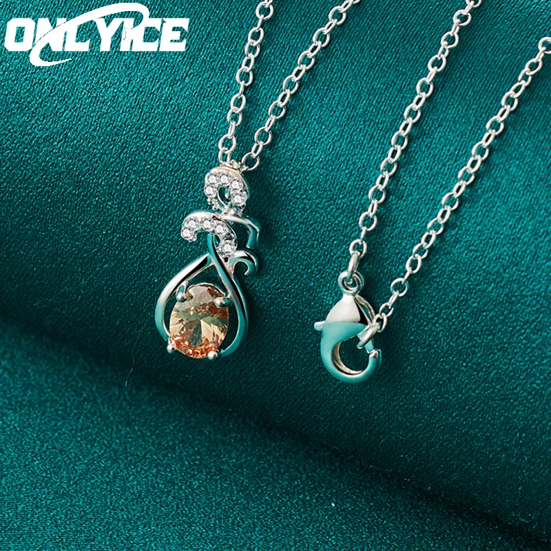 New 925 Sterling Silver Pretty Orange Crystal Zircon Pendant Necklaces 16-30 inch For Women Fashion Wedding Engagement Jewelry
New 925 Sterling Silver Pretty Orange Crystal Zircon Pendant Necklaces 16-30 inch For Women Fashion Wedding Engagement Jewelry