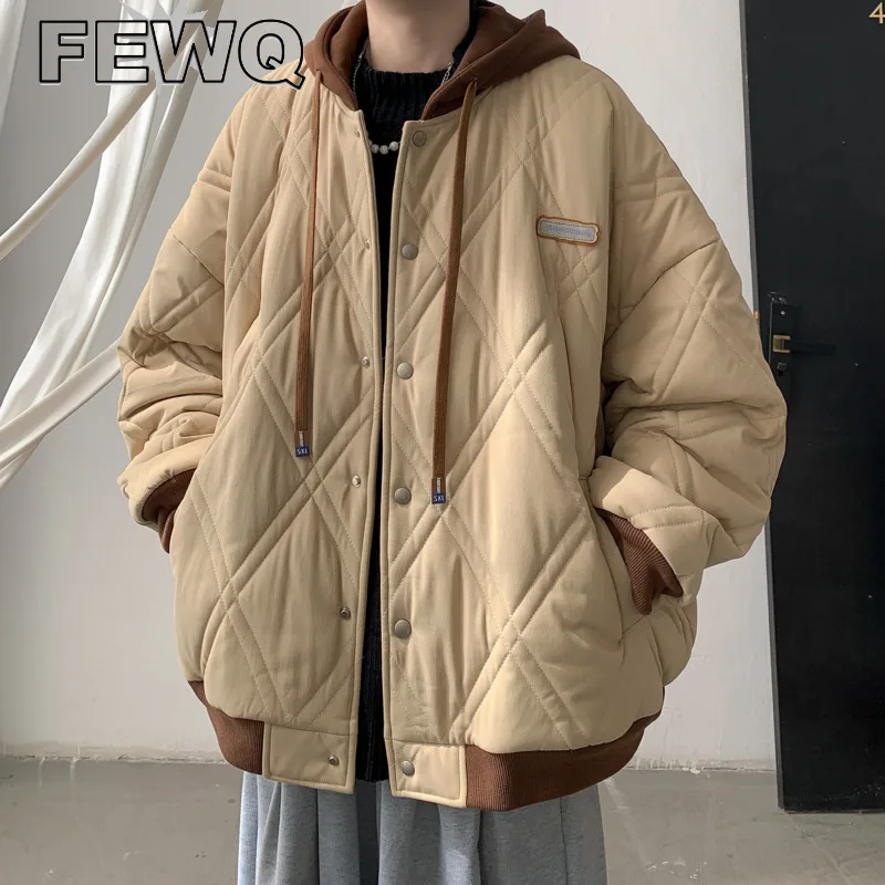 FEWQ Male Double Line Diamond Plaid Hooded Cotton Coat 2023 Autumn Winter Contrast Color Men's Padded Jacket Patchwork 24A1002
FEWQ Male Double Line Diamond Plaid Hooded Cotton Coat 2023 Autumn Winter Contrast Color Men's Padded Jacket Patchwork 24A1002