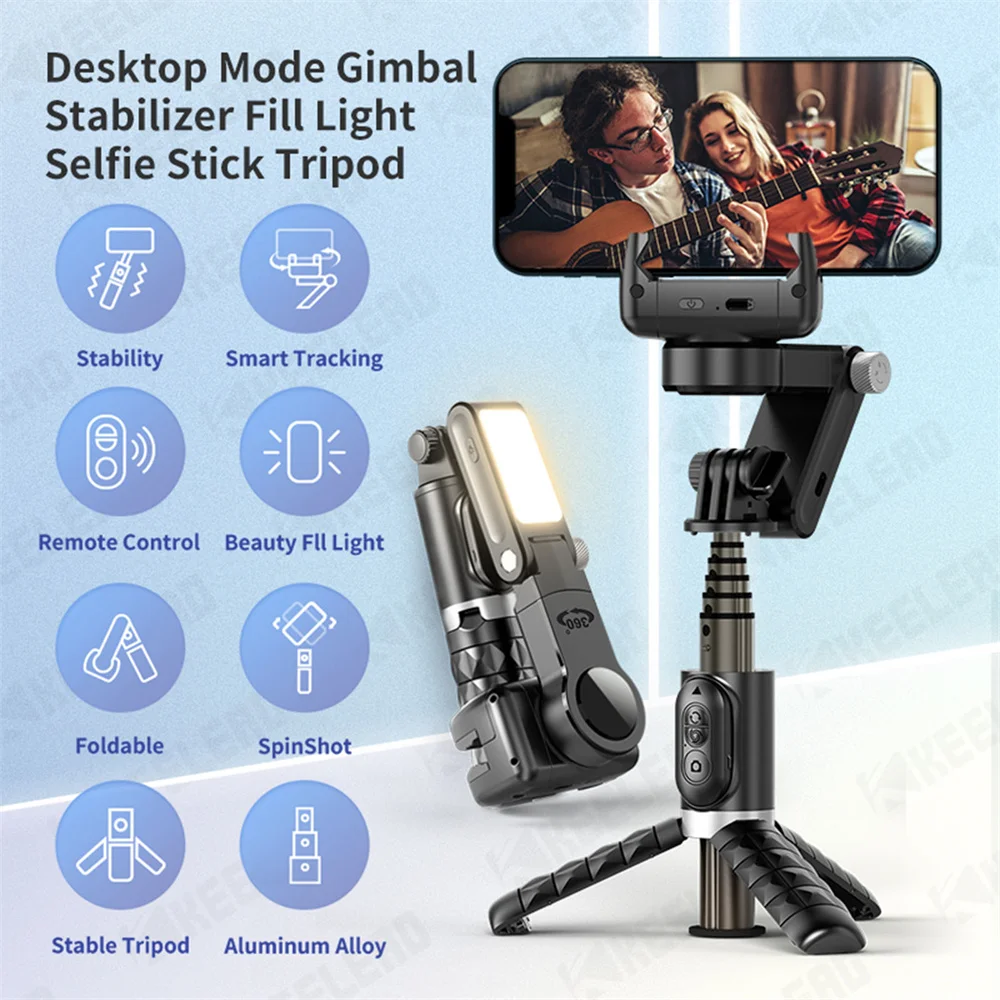New Desktop Following The Shooting Mode Gimbal Stabilizer Selfie Stick Tripod with Fill Light for Iphone Cell Phone Smartphone
New Desktop Following The Shooting Mode Gimbal Stabilizer Selfie Stick Tripod with Fill Light for Iphone Cell Phone Smartphone