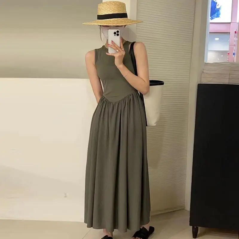 Gasparine Women's Dress O-neck Slim Stitching Wrinkle Summer Long Dress Sleeveless Ladies Vintage Elegant Party Dresses 2023 New
Gasparine Women's Dress O-neck Slim Stitching Wrinkle Summer Long Dress Sleeveless Ladies Vintage Elegant Party Dresses 2023 New