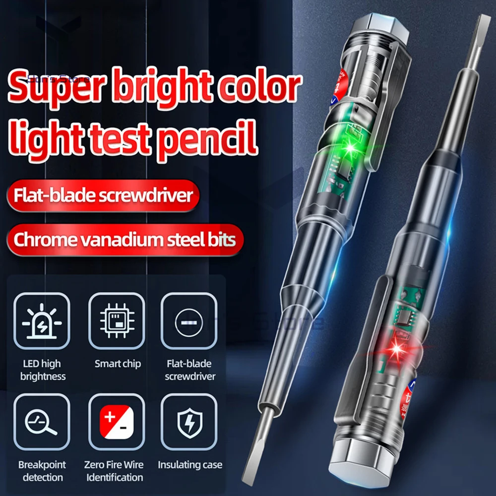 B14 Intelligent Induction Power Voltage Detector Pen 24-250V Circuit Tester Electrical Screwdriver With Indicator Light Sensor
B14 Intelligent Induction Power Voltage Detector Pen 24-250V Circuit Tester Electrical Screwdriver With Indicator Light Sensor