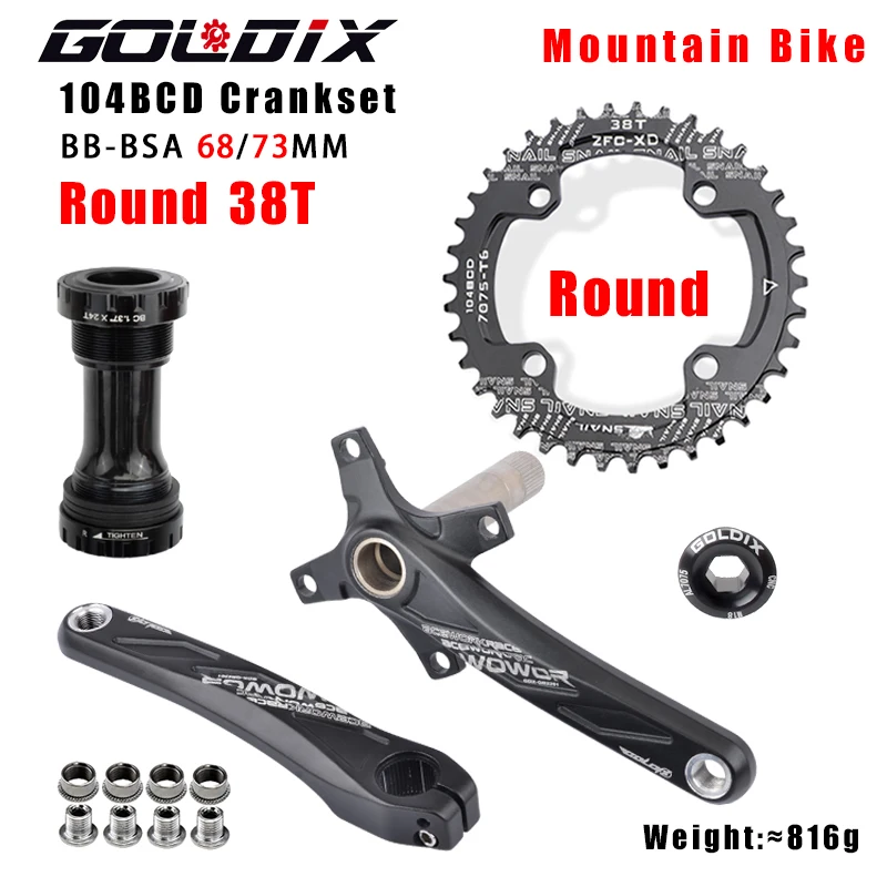 GOLDIX Bicycle crank chainring 104BCD MTB Bike Crank Aluminum Alloy With Bottom 170mm crank black 32T 34T 36T 38T plate
GOLDIX Bicycle crank chainring 104BCD MTB Bike Crank Aluminum Alloy With Bottom 170mm crank black 32T 34T 36T 38T plate