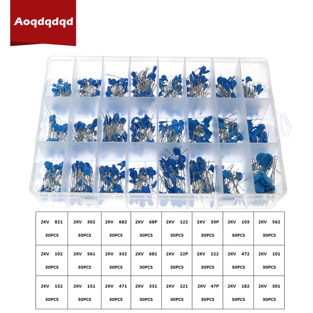 720PCS/Lot 2KV 2000V 22PF-821PF 24Values Assorted Kit High-Voltage Ceramic Capacitors Package 
720PCS/Lot 2KV 2000V 22PF-821PF 24Values Assorted Kit High-Voltage Ceramic Capacitors Package