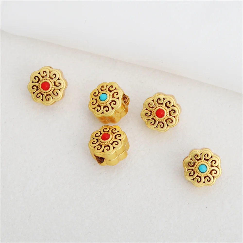 18K matte gold zirconia red and green double-sided pattern 10mm loose beads DIY bracelet necklace with beads spacer beads
18K matte gold zirconia red and green double-sided pattern 10mm loose beads DIY bracelet necklace with beads spacer beads