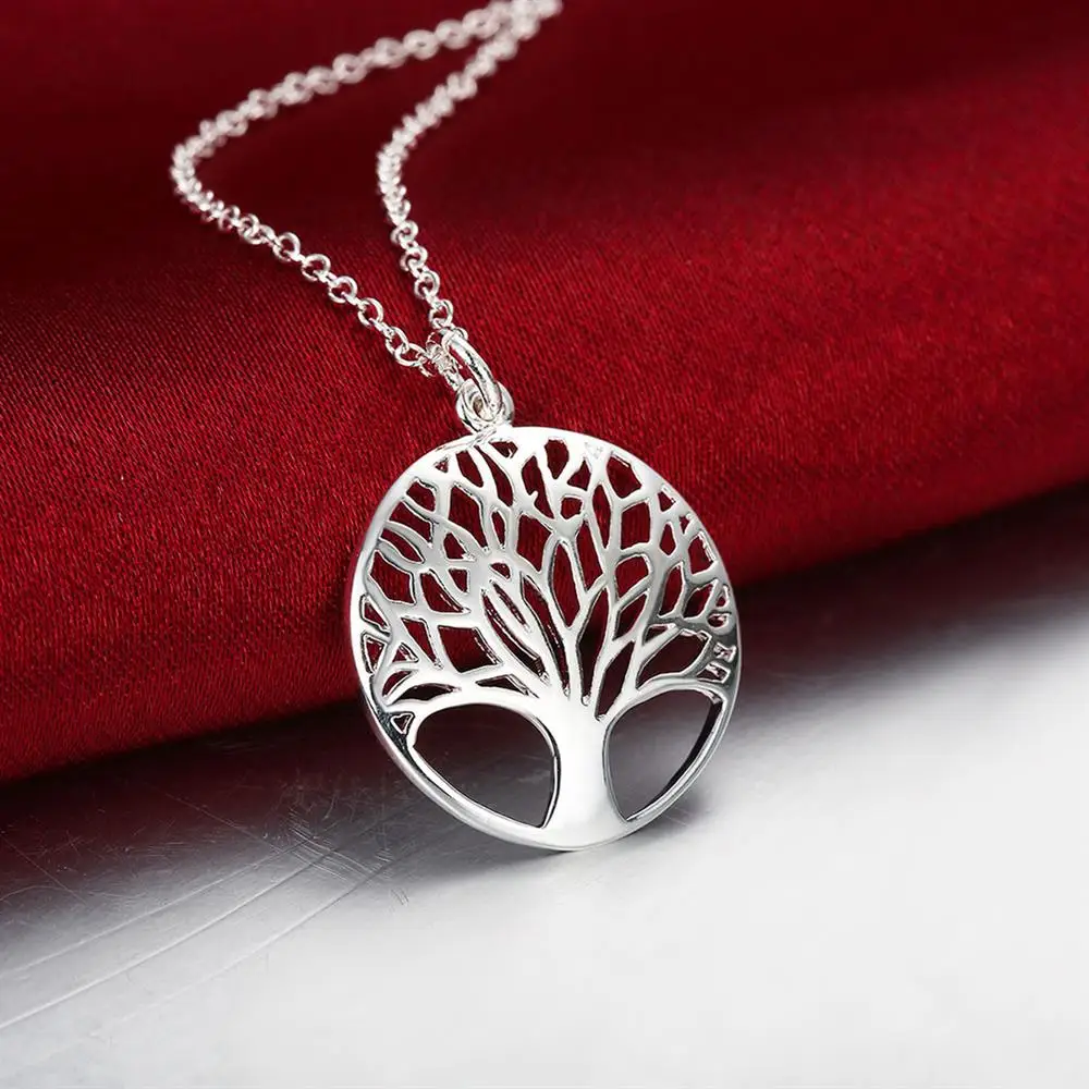 925 sterling Silver Charm Round tree Pendant Necklace For Women Luxury Fashion Party Wedding Accessories Jewelry Christmas Gifts
925 sterling Silver Charm Round tree Pendant Necklace For Women Luxury Fashion Party Wedding Accessories Jewelry Christmas Gifts