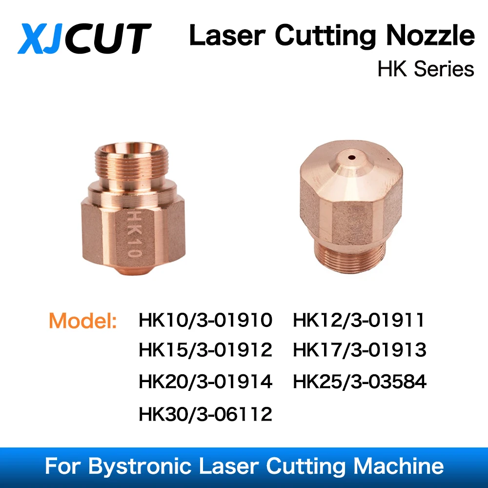 

XJCUT 10Pcs/lot Bystronic HK Series Laser Nozzle Single Layer Caliber 1.0-3.0 Thread M10 for Bystronic Fiber Laser Cutting Head