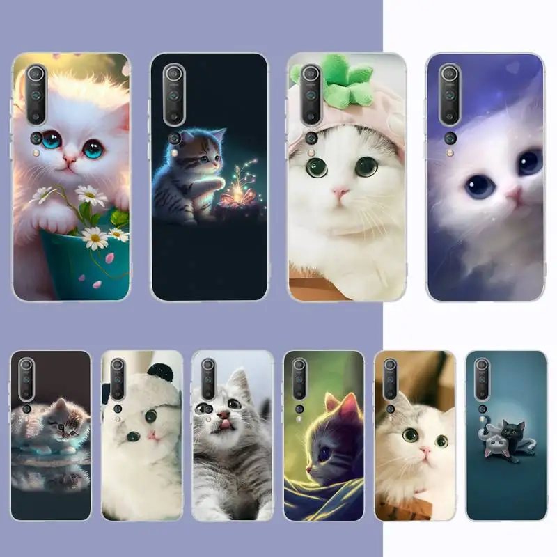 

YNDFCNB Cute Kitten cat Phone Case for Samsung S21 A10 for Redmi Note 7 9 for Huawei P30Pro Honor 8X 10i cover