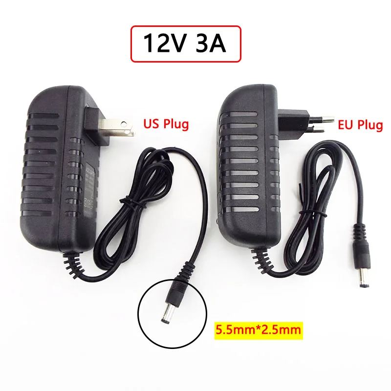 Adapter Power Supply AC to DC 12V 3A US EU Plug Charging Port Converter Charger 5.5mmx2.5mm 3000mA For LED Strip Lamp D4
Adapter Power Supply AC to DC 12V 3A US EU Plug Charging Port Converter Charger 5.5mmx2.5mm 3000mA For LED Strip Lamp D4