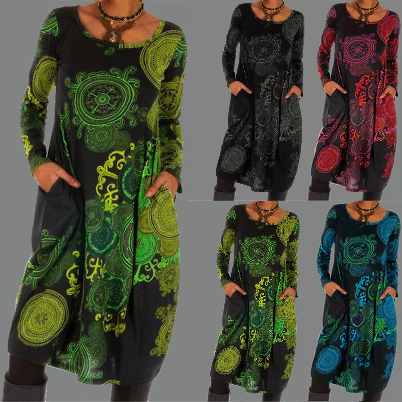 Retro Spring/winter 2022 Printed Dress Full Long Sleeve Pocket Full Party MIDI Dress
Retro Spring/winter 2022 Printed Dress Full Long Sleeve Pocket Full Party MIDI Dress