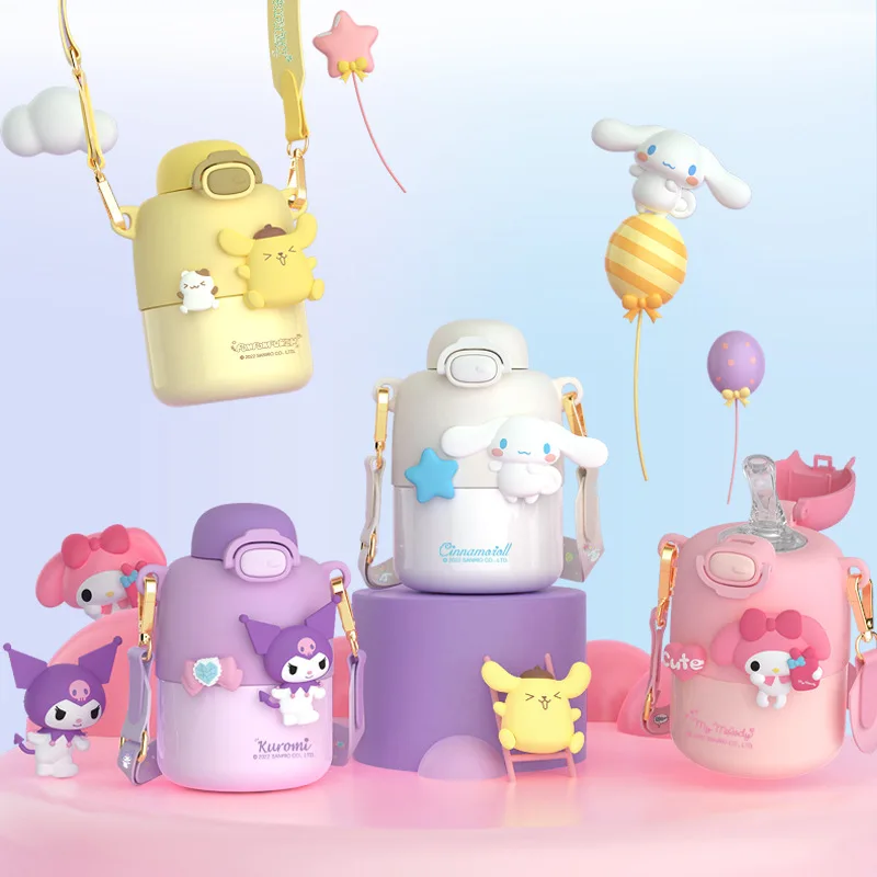 

Sanrio Stainless Steel Thermos Cup Portable Kettle Anime Cartoon Cinnamoroll Kids Hot Water Cup Melody Kuromi Vacuum Flasks Gift