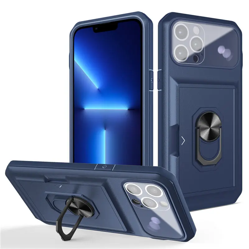 

Чехол для телефона с отделением для карт для iPhone 14 13 Pro Max 12 11 X XR XS Max 13Pro, чехлы с магнитным кольцом-держателем, защитный чехол для камеры
