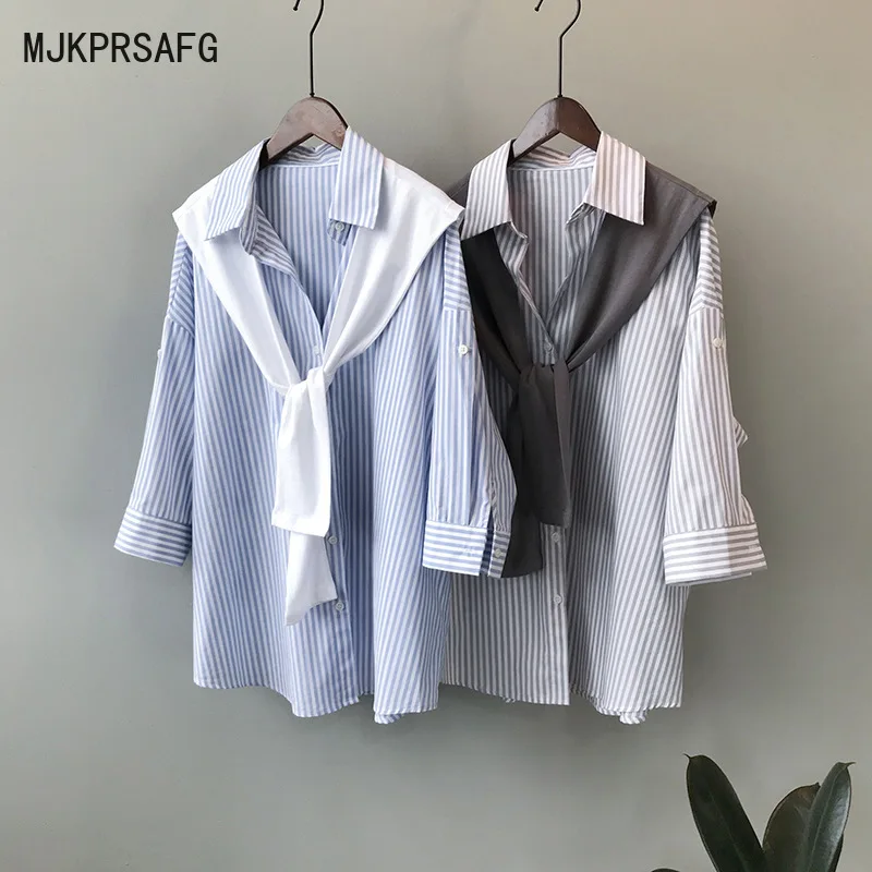 2022 Spring New Casual Women Shirt Fashion Vintage Shawl Striped Baggy Top Polo Collar Sunscreen Blouses Feminina
2022 Spring New Casual Women Shirt Fashion Vintage Shawl Striped Baggy Top Polo Collar Sunscreen Blouses Feminina