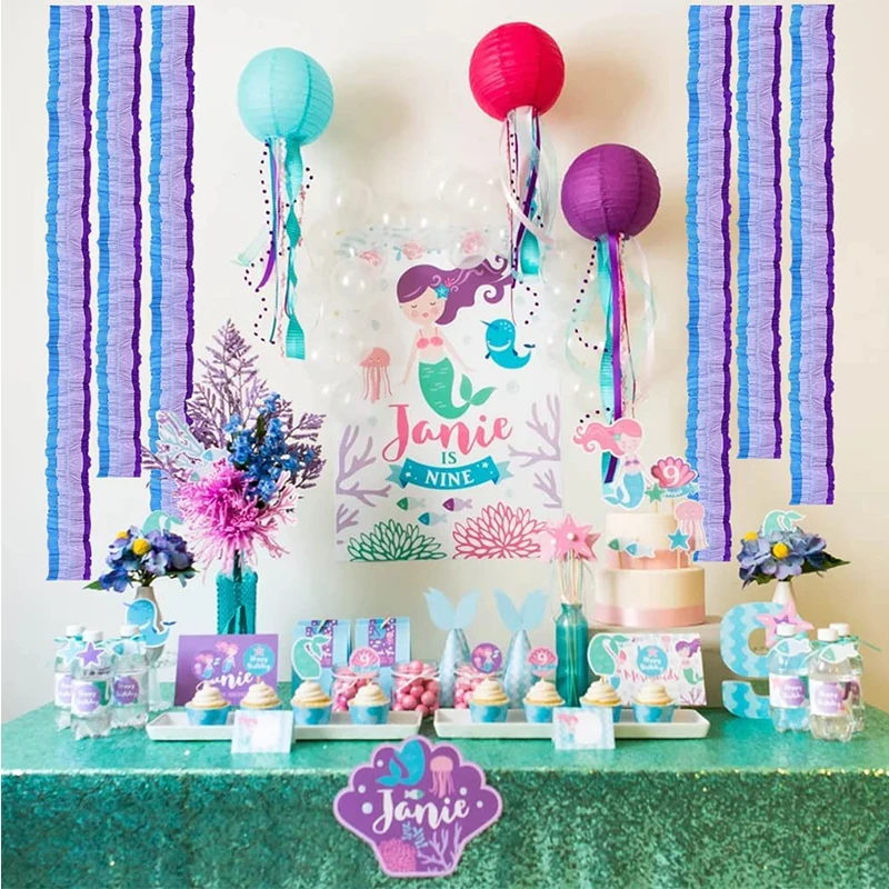 Blue Purple Little Mermaid Banners Birthday Party Garland Crepe Paper Streamer Decoration Hanging for Under The Sea themed Party
Blue Purple Little Mermaid Banners Birthday Party Garland Crepe Paper Streamer Decoration Hanging for Under The Sea themed Party