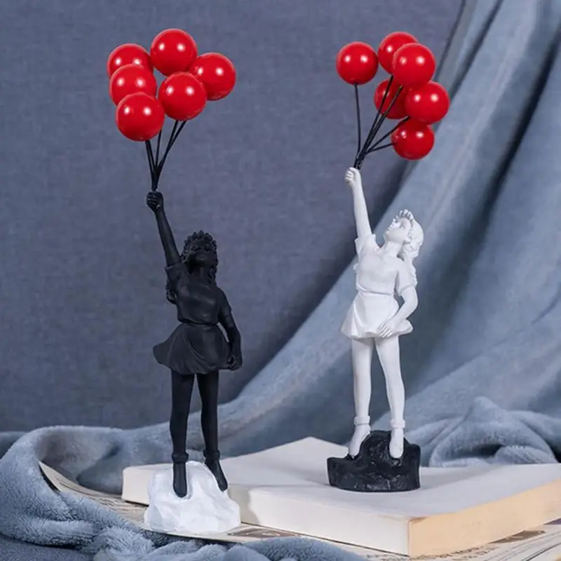 

Art Balloon Girl Statues Banksy Flying Balloon Girl Sculpture Resin Craft Home Decoration Christmas Gift Living Room Decoration