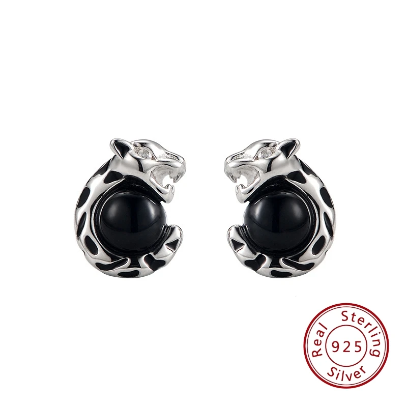 Solid 925 Sterling Silver Black Agate Leopard Stud Earring Natural Crystal Panther Animal Fine Jewelry For Women Wedding Party
Solid 925 Sterling Silver Black Agate Leopard Stud Earring Natural Crystal Panther Animal Fine Jewelry For Women Wedding Party