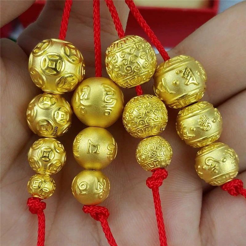 

1pcs Pure 24K 999 Yellow Gold Pendant 3D Hrad Gold Loose Bead Coin Cloud Transfer Bead DIY For Make Bracelet 6mm/8mm/10mm/12mm