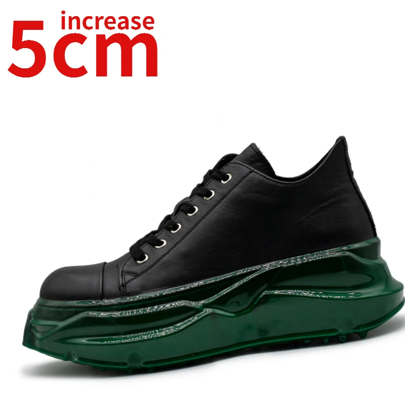 Men Dark Green Heighten Board Shoes Thick Soled Genuine Leather European Design Style Casual Elevator Shoes Platform Shoes Men's
Men Dark Green Heighten Board Shoes Thick Soled Genuine Leather European Design Style Casual Elevator Shoes Platform Shoes Men's