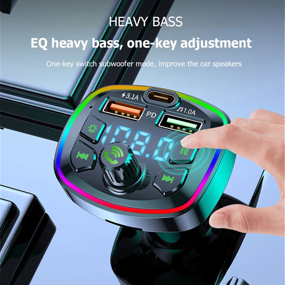 Car Bluetooth 5.0 Charger FM Transmitter PD 18W Type-C Dual USB 3.1A Colorful Ambient Light MP3 Music Player Auto Accessories
Car Bluetooth 5.0 Charger FM Transmitter PD 18W Type-C Dual USB 3.1A Colorful Ambient Light MP3 Music Player Auto Accessories