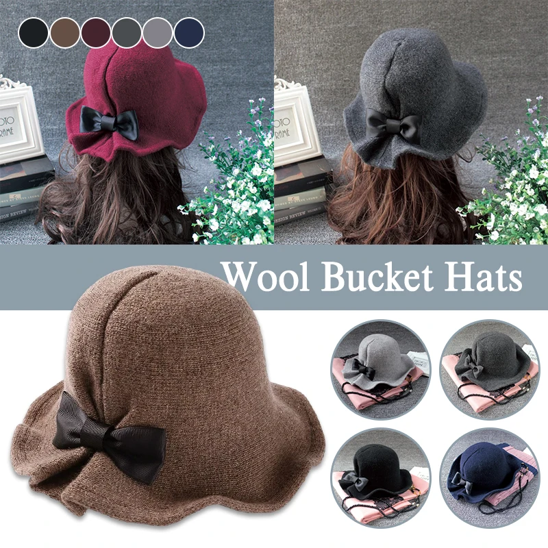 Vintage Wool Bucket Hats Lady Bowler Hat Fashion Bows Basin Hat Fisherman Hat Woman Winter Outdoor Keep Warm Hat
Vintage Wool Bucket Hats Lady Bowler Hat Fashion Bows Basin Hat Fisherman Hat Woman Winter Outdoor Keep Warm Hat