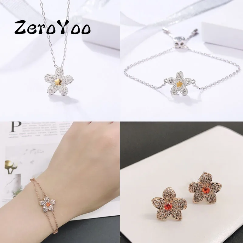 SWA Fashion Jewelry Sets Original 1:1 Charms Flower Series Small Fresh Cute Simple Earring Necklace Bracelet Set Gift With logo
SWA Fashion Jewelry Sets Original 1:1 Charms Flower Series Small Fresh Cute Simple Earring Necklace Bracelet Set Gift With logo