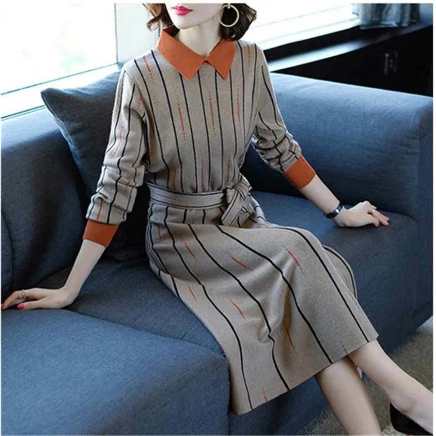 Осенне-зимнее трикотажное платье 2021, женские длинные платья-свитеры в полоску, женское платье с длинным рукавом, Элегантная трикотажная оде...
Осенне-зимнее трикотажное платье 2021, женские длинные платья-свитеры в полоску, женское платье с длинным рукавом, Элегантная трикотажная оде...