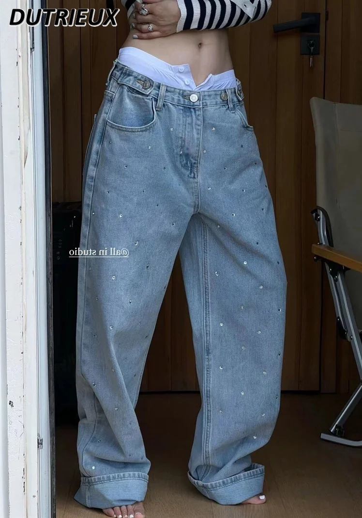 Hot Rhinestone Ladies Denim Jeans Versatile Slimming Straight Leg Pants 2023 Spring Autumn New Loose Denim Trousers for Women
Hot Rhinestone Ladies Denim Jeans Versatile Slimming Straight Leg Pants 2023 Spring Autumn New Loose Denim Trousers for Women