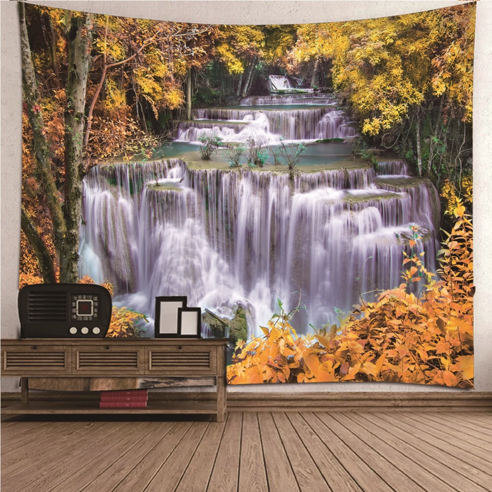 

Tapestry Yoga Small Tapestry Kitchen natural scenery Woods & Waterfalls Wall Hanging Blanket Dorm Art Decor Covering