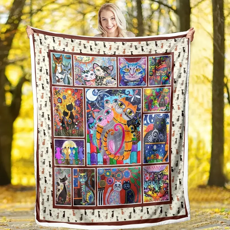 HMTX 1pc Colorful Cat Plush Blanket, Cartoon Animals Pattern Throw Blanket For Living Room
HMTX 1pc Colorful Cat Plush Blanket, Cartoon Animals Pattern Throw Blanket For Living Room