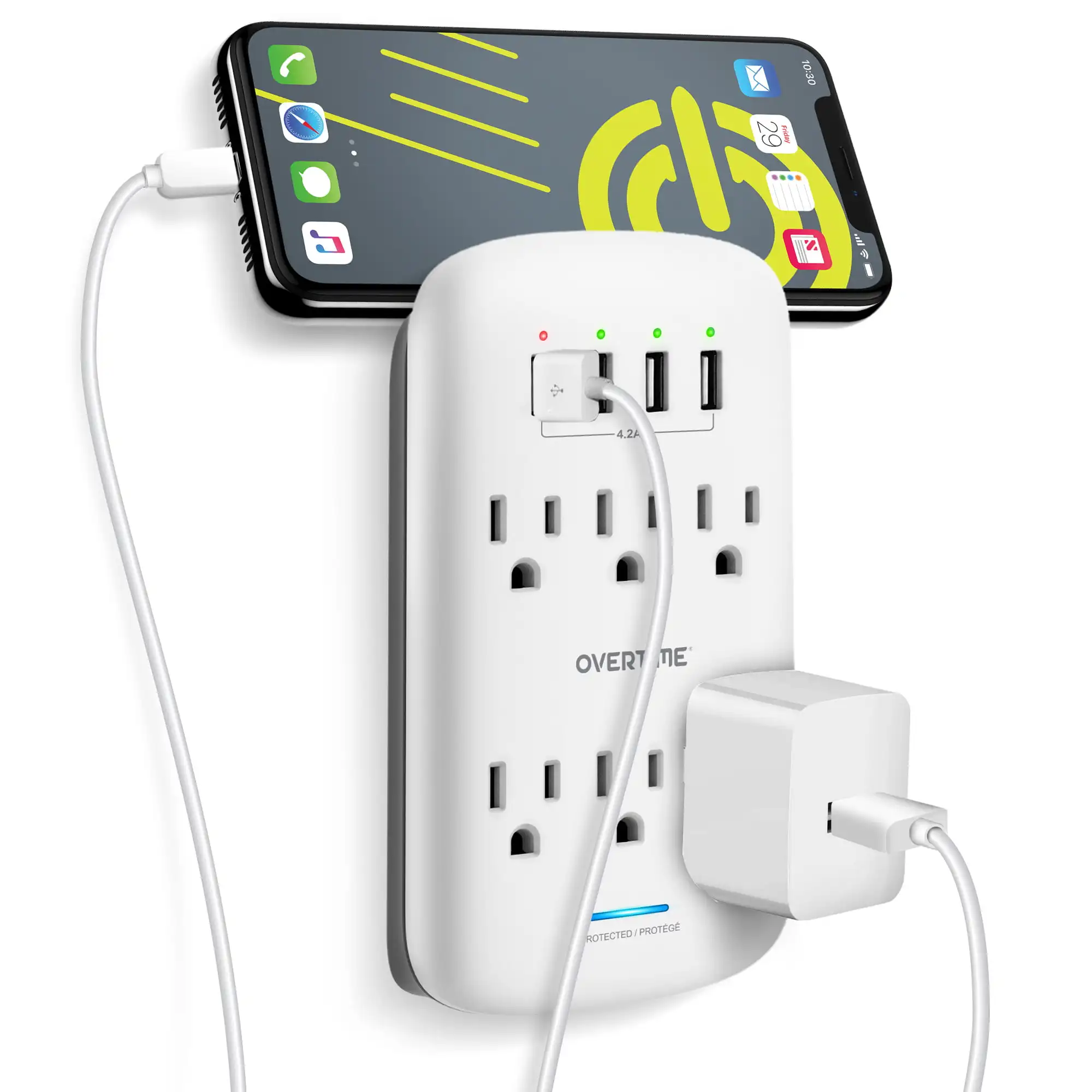 6 Outlet Extending Surge Protector, Multi Outlet Extender Wall Adapter with 4 USB Fast Charging Ports, 6 AC Outlets, Phone Mount
6 Outlet Extending Surge Protector, Multi Outlet Extender Wall Adapter with 4 USB Fast Charging Ports, 6 AC Outlets, Phone Mount