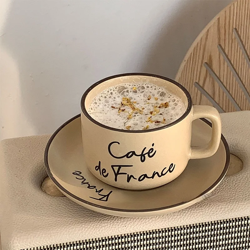 French Retro Style Cream Coffee Cup and Plate Set Afternoon Tea Milk Tea Cup French Cup and Plate Ceramic Mug Coffee Cups
French Retro Style Cream Coffee Cup and Plate Set Afternoon Tea Milk Tea Cup French Cup and Plate Ceramic Mug Coffee Cups