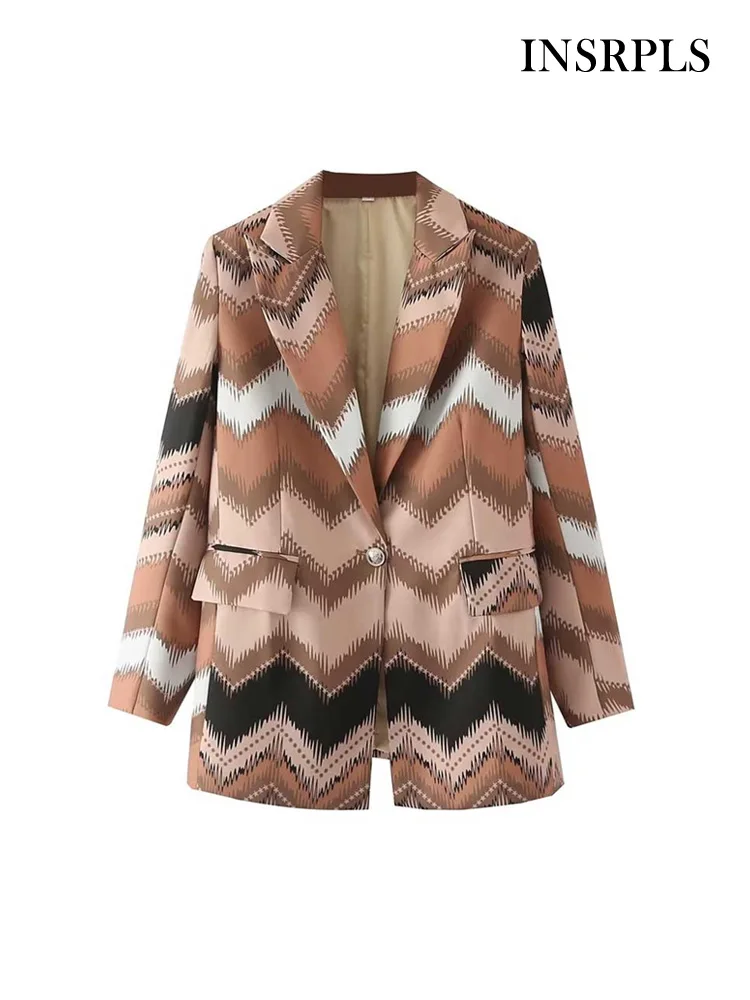 INSRPLS Women Fashion Front Button Printed Blazer Coat Vintage Long Sleeve Flap Pockets Female Outerwear Chic Vestes Femme
INSRPLS Women Fashion Front Button Printed Blazer Coat Vintage Long Sleeve Flap Pockets Female Outerwear Chic Vestes Femme