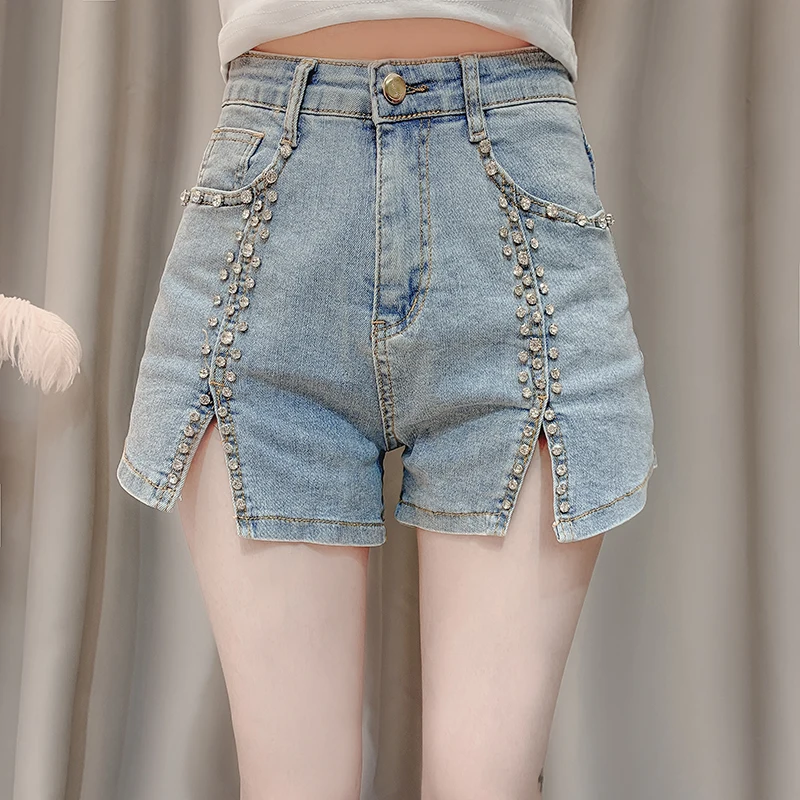 New Fashion Pearl Bead Denim Shorts vintage 2021 Summer High Waist Casual Slim Split Jeans Shorts Fashion Denim Trousers Women
New Fashion Pearl Bead Denim Shorts vintage 2021 Summer High Waist Casual Slim Split Jeans Shorts Fashion Denim Trousers Women