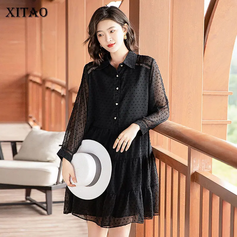 XITAO Black Chiffon Dresses Fashion Folds Temperament Solid Color Heart Buttons Loose Large Size New Arrival Women GWJ3052
XITAO Black Chiffon Dresses Fashion Folds Temperament Solid Color Heart Buttons Loose Large Size New Arrival Women GWJ3052