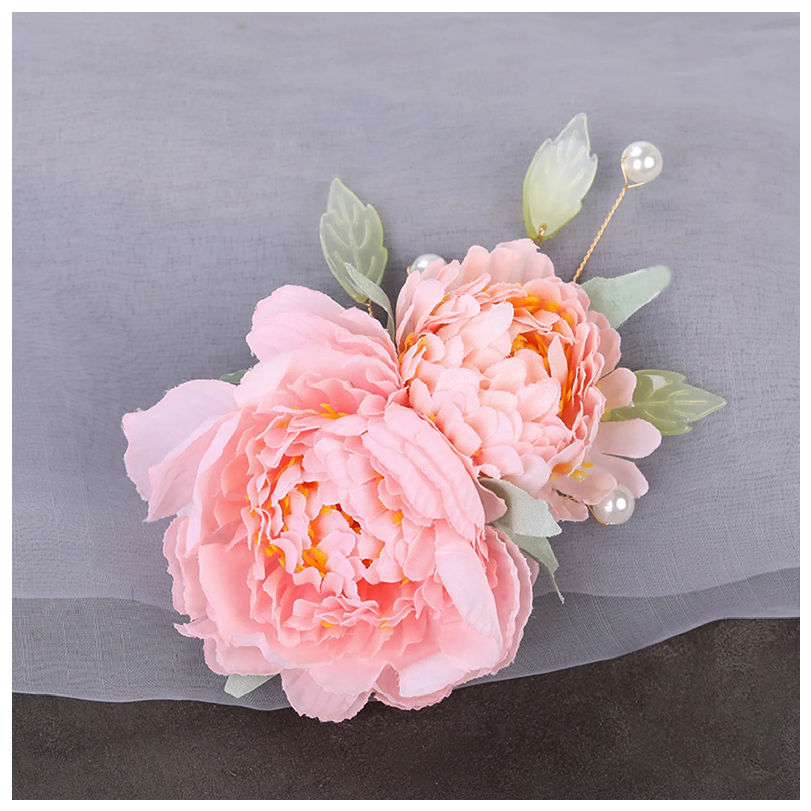 

Edge Clips Hairpin Headdress Sweet Color Silk Flower Headwear with Pearls for Gown Dress Hairstyle Making Tools