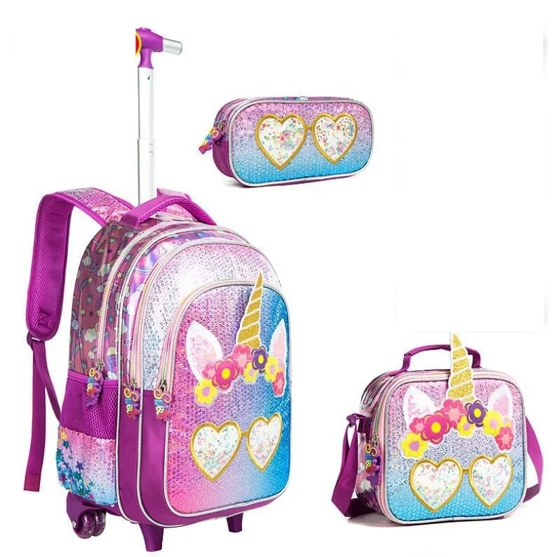 School wheeled backpack bag lunch bag set school Rolling backpack bag with wheels student school trolley backpack Bag for girls
School wheeled backpack bag lunch bag set school Rolling backpack bag with wheels student school trolley backpack Bag for girls