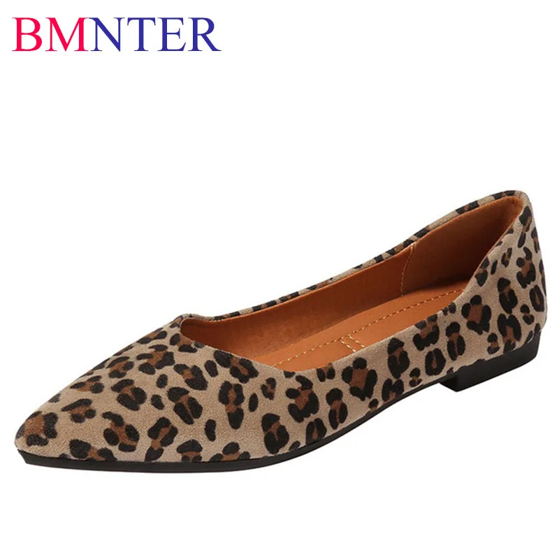 

Woman Leopard pattern flats soft bottom flock shoes women espadrilles pointed toe ballerina ladies shoes animal prints moccasins