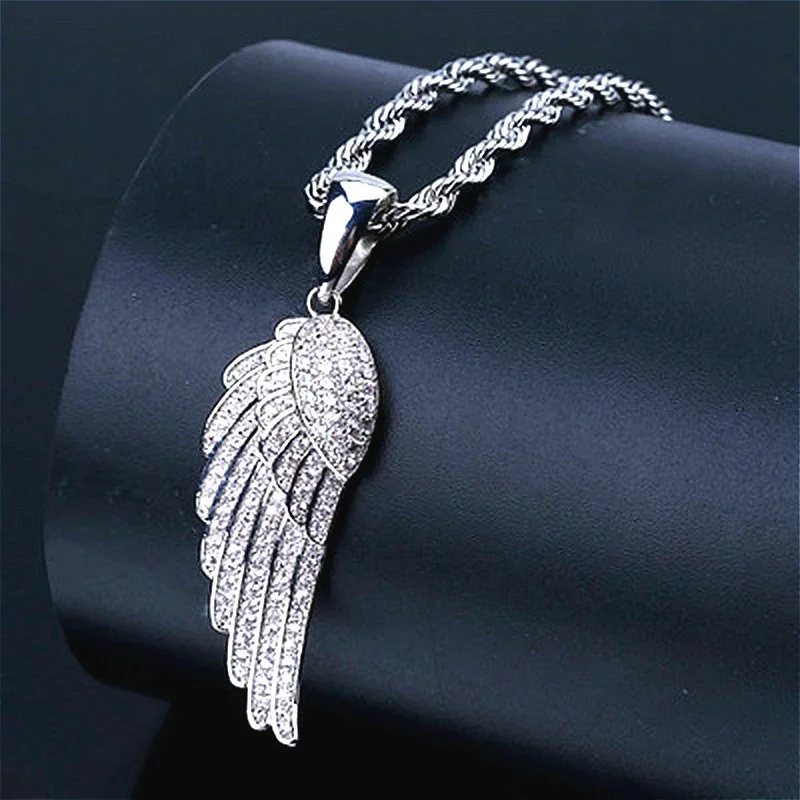 Hip Hop Sparkling Luxury Charm Zircon Feather Wing Pendant Necklace Men Women Trend Rock Party Jewelry Wholesale
Hip Hop Sparkling Luxury Charm Zircon Feather Wing Pendant Necklace Men Women Trend Rock Party Jewelry Wholesale