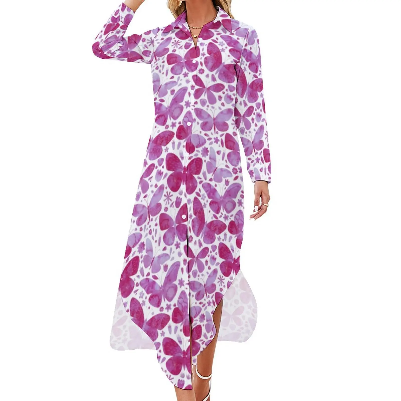 Watercolor Butterfly Casual Dress Pink Animal Print Street Wear Dresses Sexy V Neck Chiffon Dress Long Sleeve Vestido Large Size
Watercolor Butterfly Casual Dress Pink Animal Print Street Wear Dresses Sexy V Neck Chiffon Dress Long Sleeve Vestido Large Size