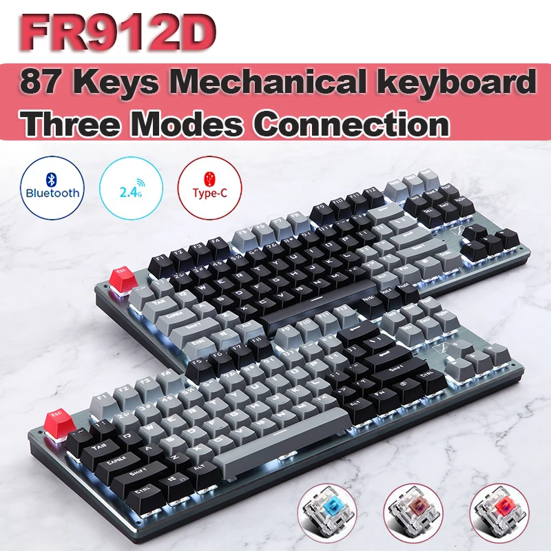 RF912D 87 Keys Bluetooth-compatible Mechanical Keyboard Backlit Three Mode Type-C Wired Gaming Keyboard For PC Laptop Tablet
RF912D 87 Keys Bluetooth-compatible Mechanical Keyboard Backlit Three Mode Type-C Wired Gaming Keyboard For PC Laptop Tablet