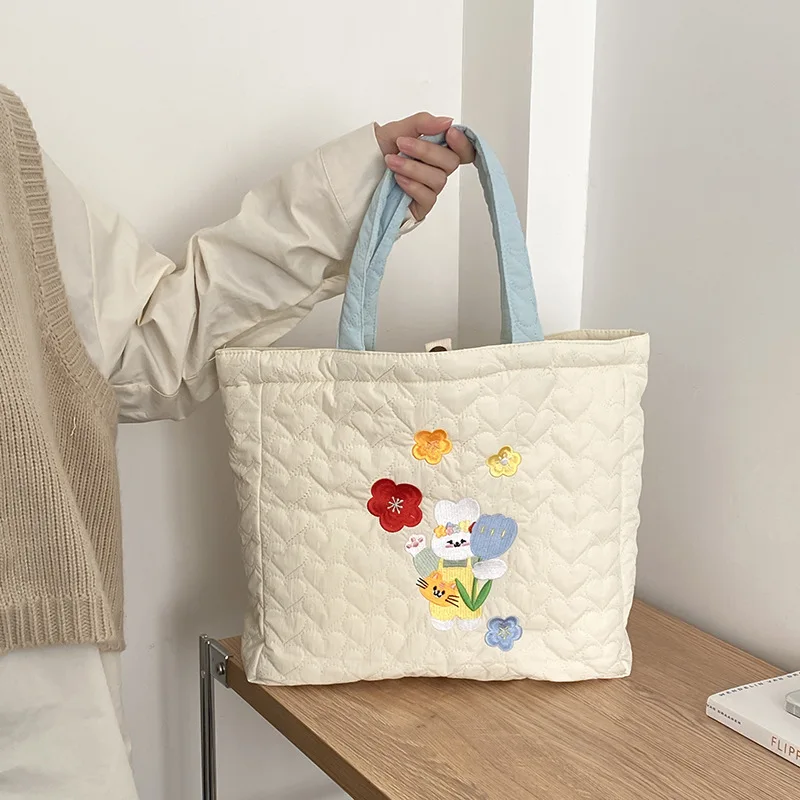 

Youda Дамская Корейская версия милая сумка с вышивкой кролика большой емкости хозяйственные сумки-шопперы для женщин из полиэфирной ткани