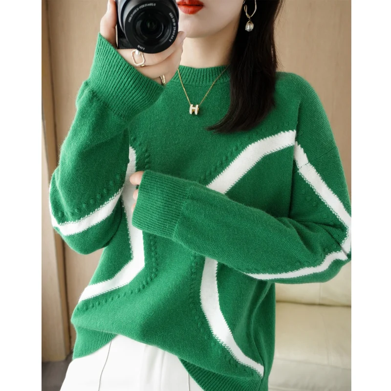 2022 Autumn And Winter New Contrast Long-Sleeved Sweater Women's Round Neck Pullover Loose Thickened Warm Sweater Base Sweater
2022 Autumn And Winter New Contrast Long-Sleeved Sweater Women's Round Neck Pullover Loose Thickened Warm Sweater Base Sweater