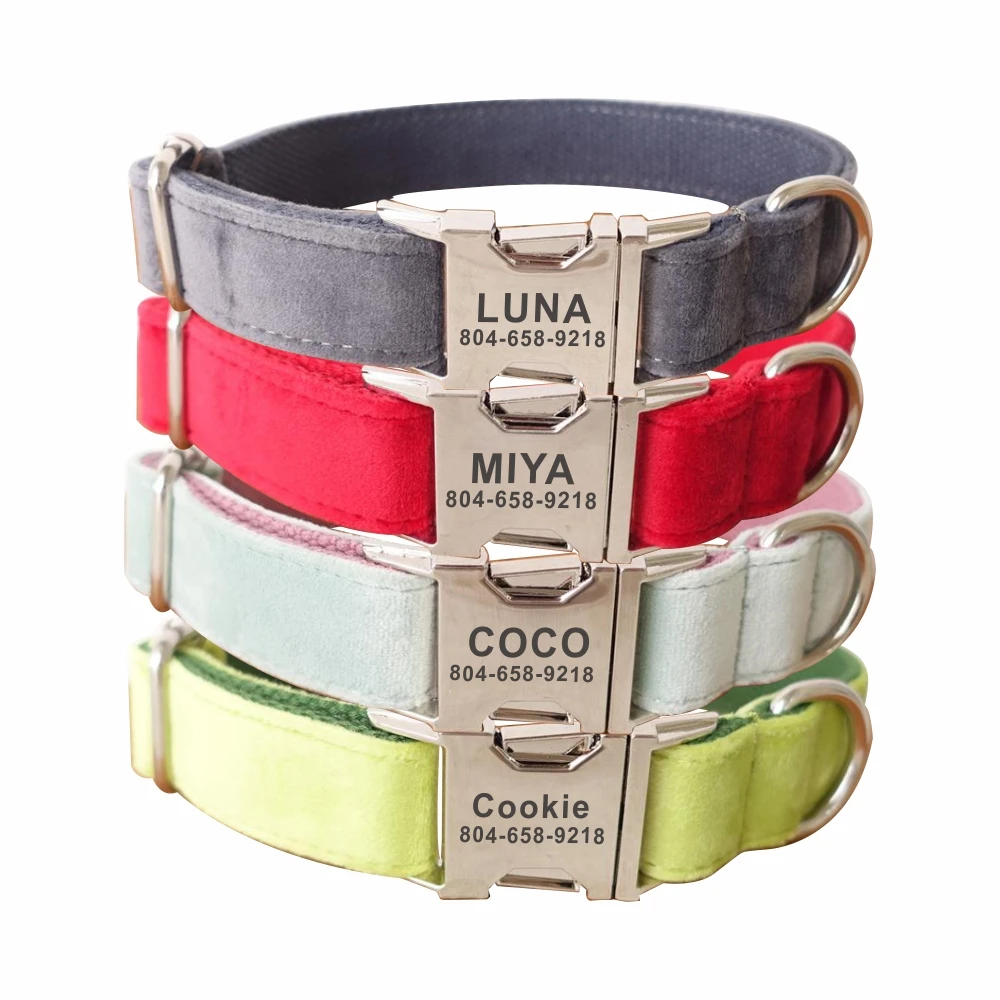 Personalized Dog Collar Custom Pet Collars Engraving ID Nameplate Tag Pet Accessory Thick Velvet Velour Puppy Collar Leash
Personalized Dog Collar Custom Pet Collars Engraving ID Nameplate Tag Pet Accessory Thick Velvet Velour Puppy Collar Leash