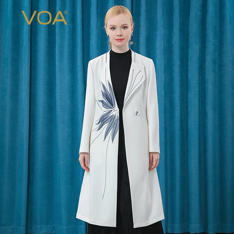 VOA 60m/m White Heavy Silk Asymmetrical Collar Ogan Yarn Three-dimensional Bright Line Arch Needle Long Sleeve Windbreake FE81
VOA 60m/m White Heavy Silk Asymmetrical Collar Ogan Yarn Three-dimensional Bright Line Arch Needle Long Sleeve Windbreake FE81