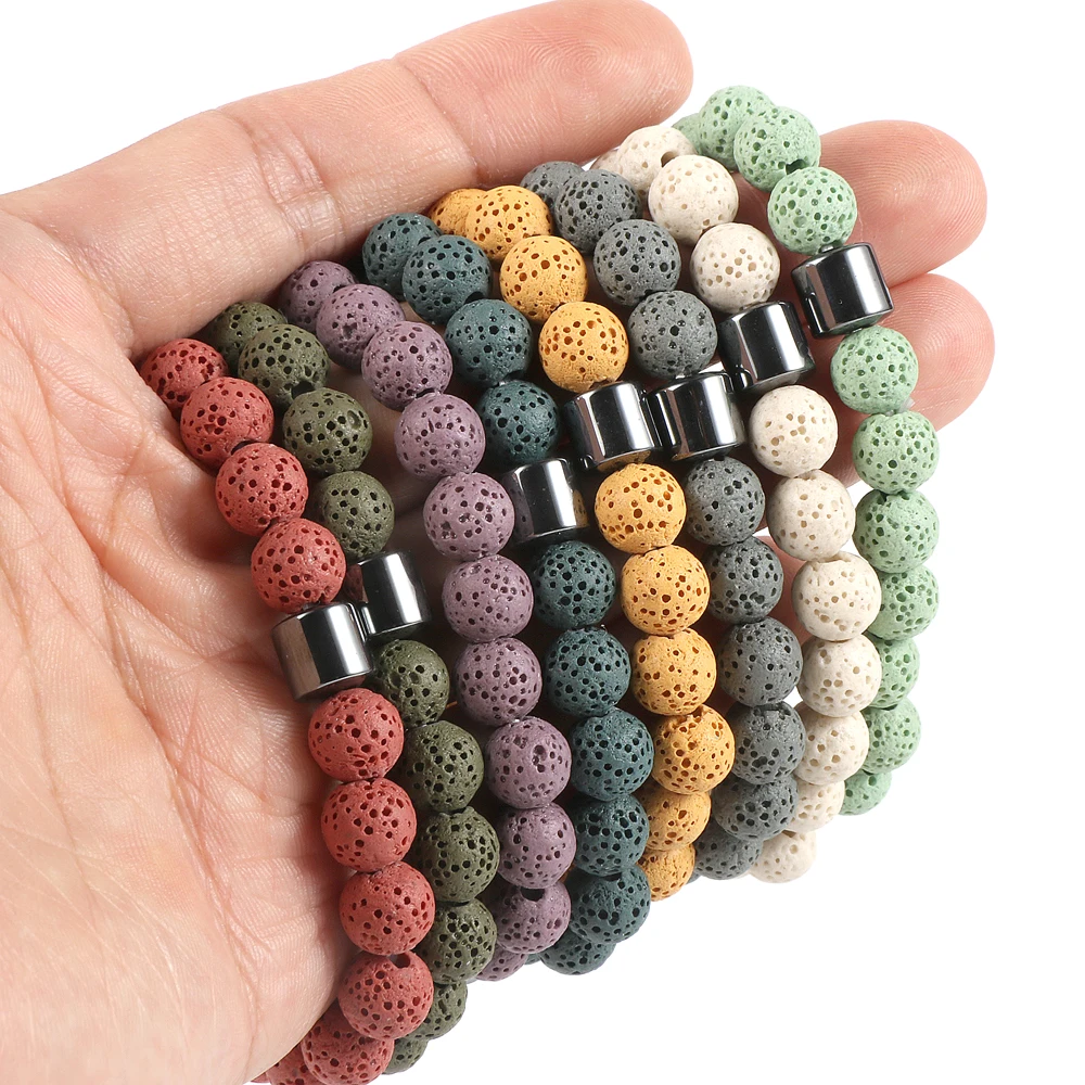 8mm Natural Stone Lava Rock Aromatherapy Essential Oil Diffuser Bracelet For Women Healing Hematite Charm Men's beaded bracelet
8mm Natural Stone Lava Rock Aromatherapy Essential Oil Diffuser Bracelet For Women Healing Hematite Charm Men's beaded bracelet