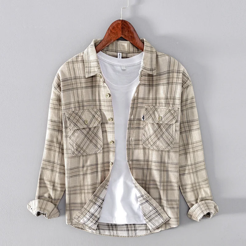 Vintage Corduroy Plaid Men Spring Autumn New Cotton Kahki Lapel Loose Long Sleeve Shirt Casual Cardigan Top Tees Plus Size
Vintage Corduroy Plaid Men Spring Autumn New Cotton Kahki Lapel Loose Long Sleeve Shirt Casual Cardigan Top Tees Plus Size