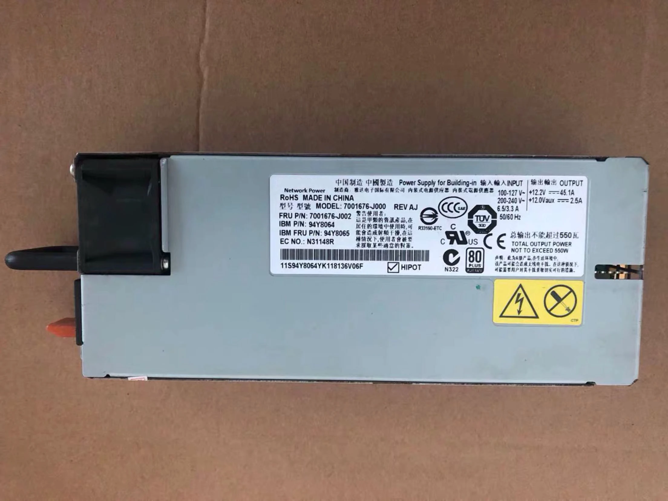 X3550 X3650M4 550W Server power 94Y8111 94Y8112 7001676-J002 Power Supply tested well
X3550 X3650M4 550W Server power 94Y8111 94Y8112 7001676-J002 Power Supply tested well